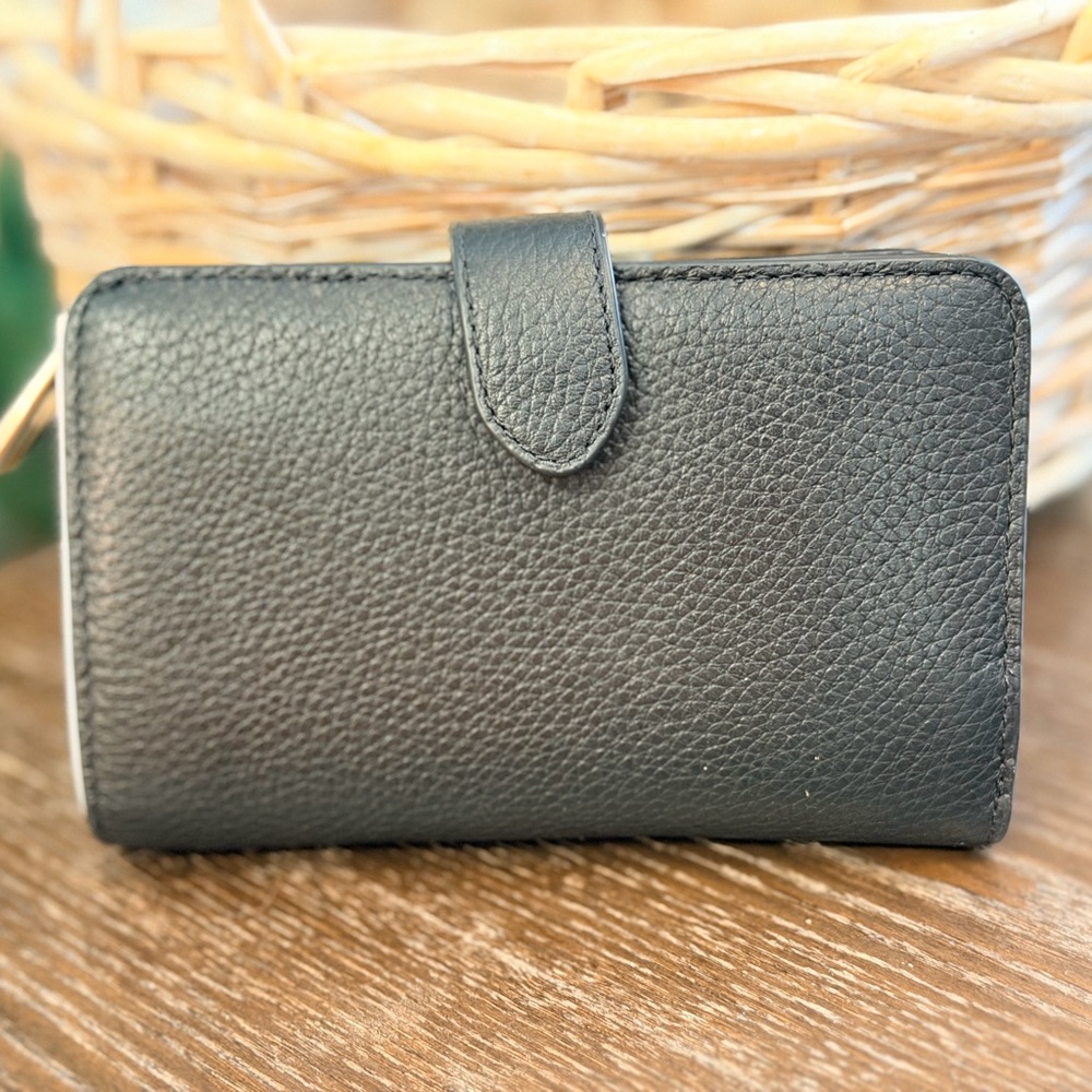Kate Spade Textured Black Wallet with Gold Logo - Picture 2 of 5